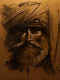 Doda Baloch, Brahui Man From Balochistan, 20 x 27 Inch, Charcoal on Paper, Figurative Painting, AC-DDB-008